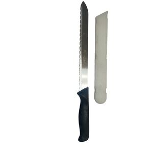 Pampered Chef Serrated Bread Knife 12 Inch Blade Black Handle With Sheath